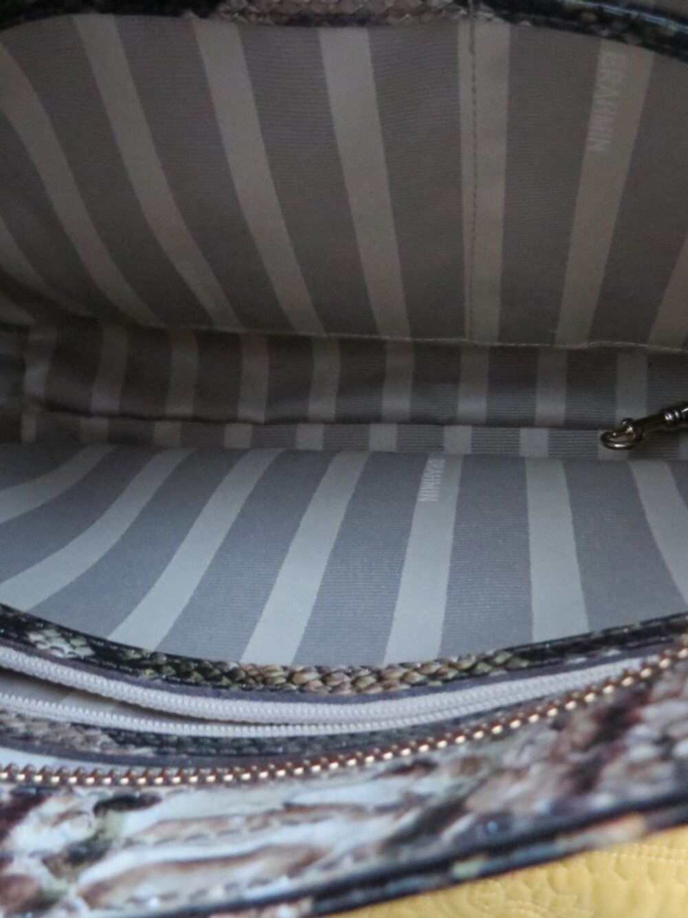Brahmin Python Embossed Leather Shoulder Bag Gray Black Studded Tassel Hobo - Picture 2 of 6